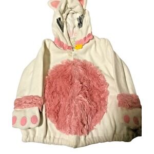 Old Navy Cat Costume Jacket Toddler‎ Girl 12-24M White Pink Soft Hooded Fleece